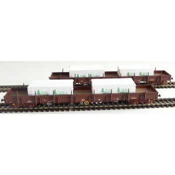B-Models 45407 Set B 2x 4achs. Rungenwagen Res braun Bauholz verpackt NMBS Ep.V-VI