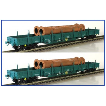 B-Models 45415 Set B 2x 4achs. Rungenwagen Res türkis 4x Rohre NMBS Ep.V-VI