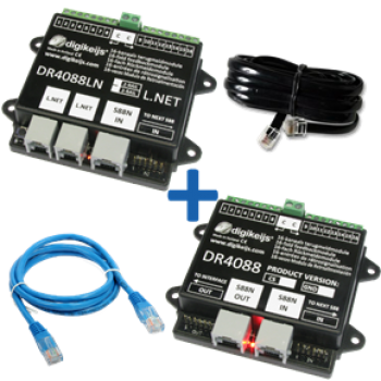 DIGIKEIJS DR4088LN-2R_BOX Rückmeldemodul Starter-Kit Set L.NET S88 + Kabel für 32 Anschlüsse 2-Rail DC